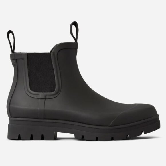 EVERLANE The Rain Boot Solid Black Lug Sole Chunky Pull On Waterproof - Picture 4 of 6